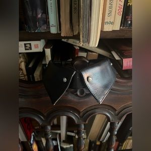 Deandri Black Detachable Leather Collar with Studs